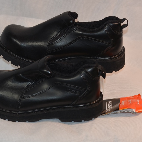 DAKOTA BLACK SLIP ON STEEL TOED Leather SHOES MENS SZ 8 NWT - Picture 4 of 7